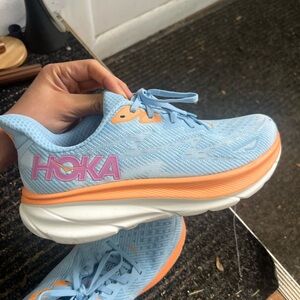 Hoka One One Blue and Orange Athletic Shoes with Cushioned Sole